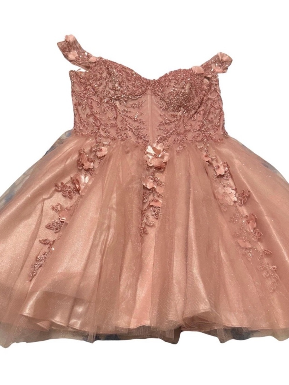 Girls' Rose Pink Floral Party Dress - Sleeveless Tulle Skirt